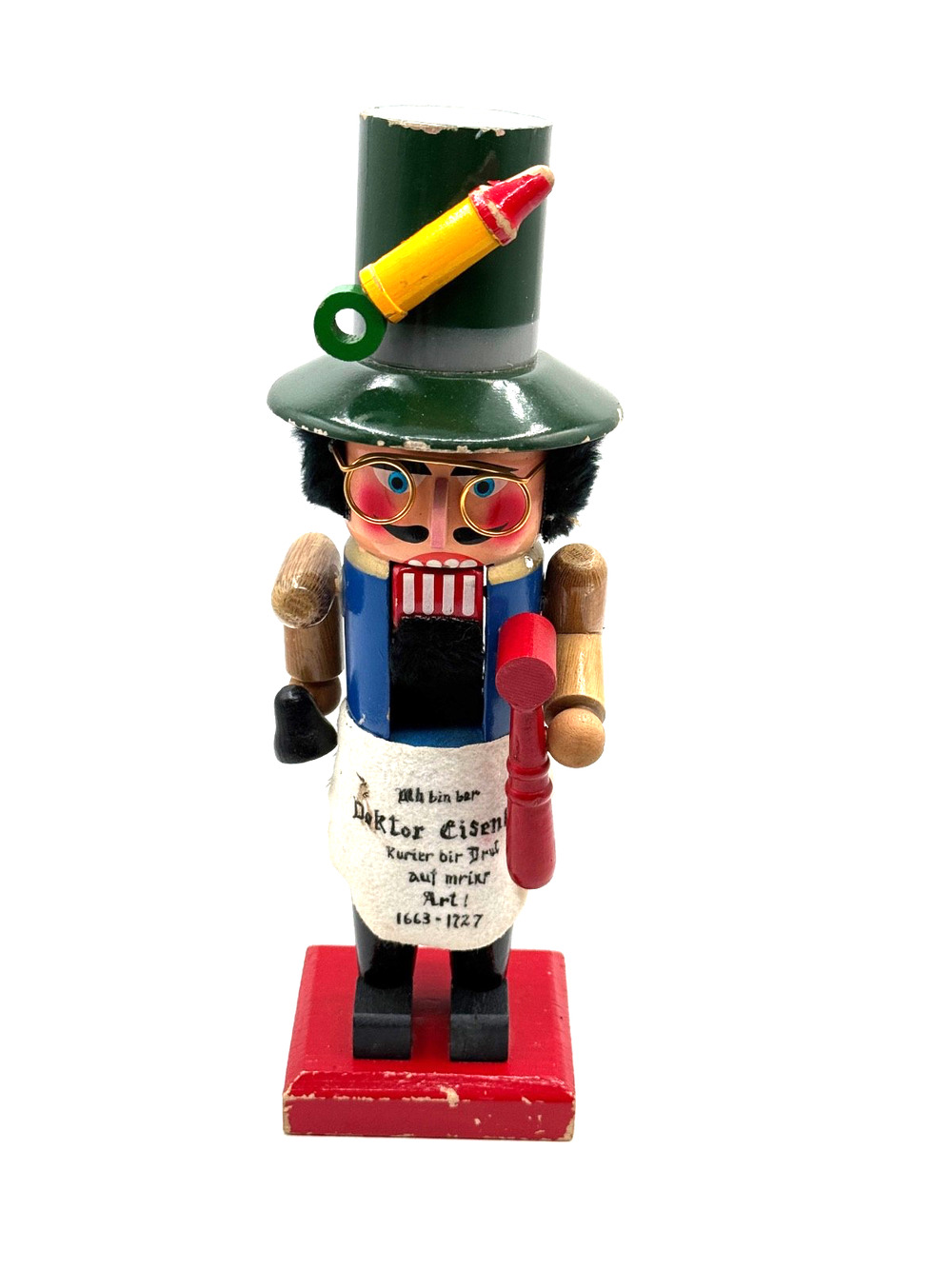 Vintage German Style Doktor Eisenbart Wooden Nutcracker Doctor 11.75" Folk Art